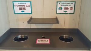 Recycling... with instructions that finally help! at Amy's Drive Thru in Rohnert Park