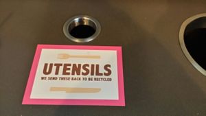 Recycling of utensils! at Amy's Drive Thru in Rohnert Park