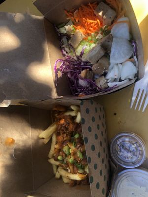 Chili cheeze fries and the Rachel salad   at Amy's Drive Thru in Rohnert Park