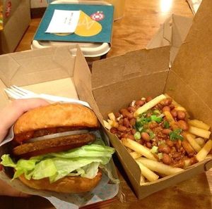 Amy's doubled patty & chili fries  at Amy's Drive Thru in Rohnert Park