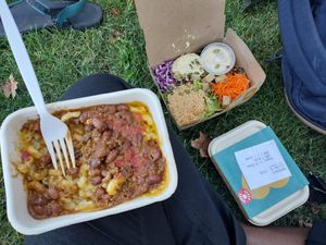 Chili Mac w tomatoes x2 & Rachel salad at Amy's Drive Thru in Rohnert Park