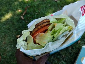 Lettuce wrapped Amy Burger. Juicy n Delicious!! at Amy's Drive Thru in Rohnert Park