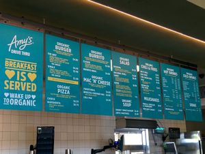 menu board at Amy's Drive Thru in Rohnert Park