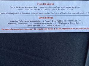 Vegetarian menu 2022  at Van Rensselaer's in South Wellfleet
