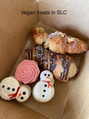 Macaroons, crossiant and a horn pastry at Passion Flour Patisserie in Salt Lake City