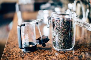 Over 14 organic loose leaf teas to choose from! at Passion Flour Patisserie in Salt Lake City