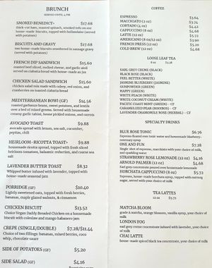 menu July 2022 at Passion Flour Patisserie in Salt Lake City