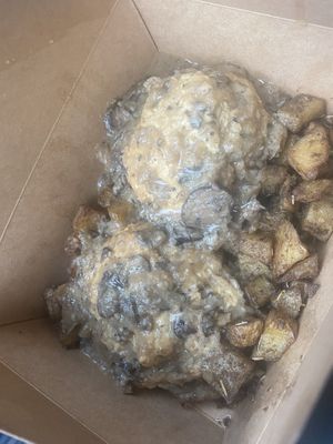 Biscuits & Gravy with Potatoes  at Passion Flour Patisserie in Salt Lake City