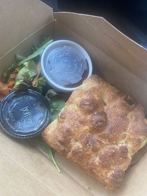 French Dip Sandwich with side salad  at Passion Flour Patisserie in Salt Lake City