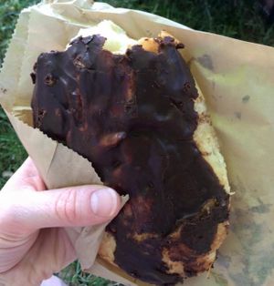 Cream-filled pastry with chocolate frosting at Passion Flour Patisserie in Salt Lake City