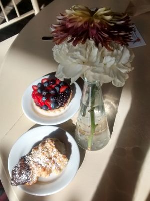 Picture of the french horn and fruit tart at Passion Flour Patisserie at Passion Flour Patisserie in Salt Lake City
