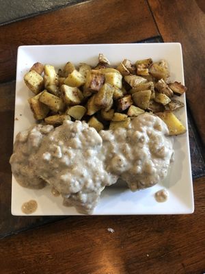 Biscuits and gravy  at Passion Flour Patisserie in Salt Lake City