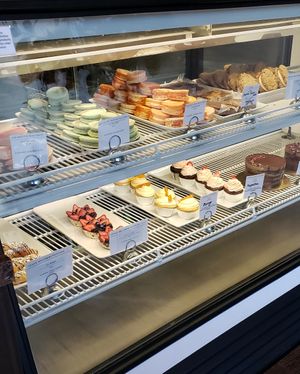 Sweet baked goods on display. at Passion Flour Patisserie in Salt Lake City