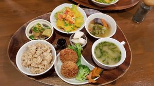 Monthly vege set (fried yam ball as the main) at Simme in Ise