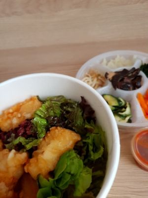 Bibimbap with tofu and black rice at SeoulFood in Frankfurt
