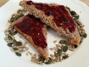almond butter and chia jam toast at So Pure in London