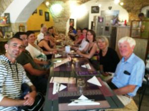 Vegan and veg-curious friends at a big dinner. at L'Arbousier in Nimes