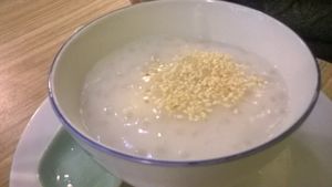 Banana, coco milk and tapioca at Vege Saveurs in Paris