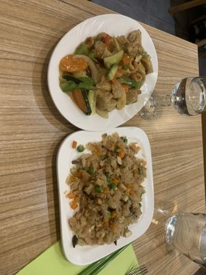 😋 rice with fake ham and vegetables   at Vege Saveurs in Paris