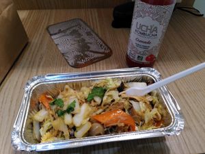 This was one of the stews with tofu, glasnoodles and lots of different mushrooms. at Vege Saveurs in Paris