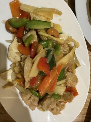 Stir fry cashew “chicken"  at Vege Saveurs in Paris