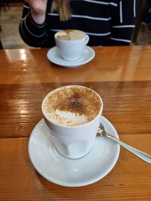 Sticky date and chai lattes! at Veggie Vie in Adelaide