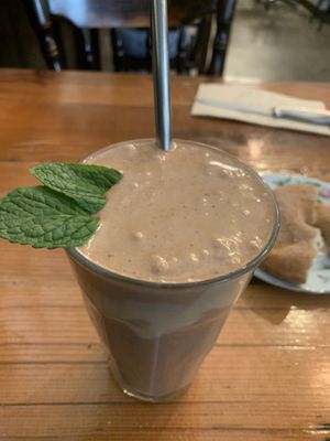 Chic nut swirl smoothie. Really good  at Veggie Vie in Adelaide