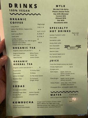 Updated menu  at Veggie Vie in Adelaide