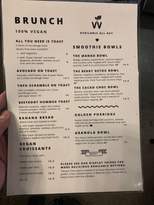 Updated menu  at Veggie Vie in Adelaide