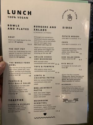 Updated menu  at Veggie Vie in Adelaide