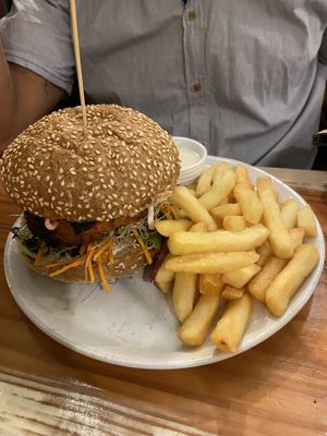 Jackfruit burger   at Veggie Vie in Adelaide