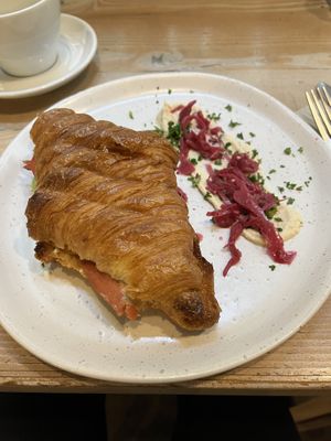 Croissant with the lot  at Veggie Vie in Adelaide