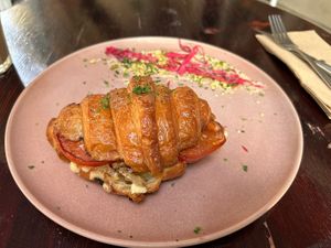 Cheese and tomato croissant, how good does that look!?!  at Veggie Vie in Adelaide