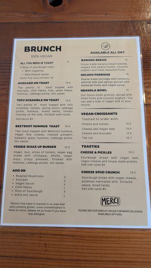 Brunch Menu at Veggie Vie in Adelaide