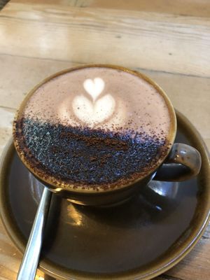 Hot chocolate (soy)  at Veggie Vie in Adelaide