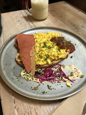 Scrambled tofu  at Veggie Vie in Adelaide