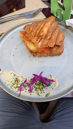 Croissant with the lot at Veggie Vie in Adelaide