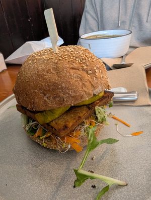 Tofu & pumpkin burger at Veggie Vie in Adelaide