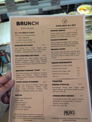 Menu at Veggie Vie in Adelaide