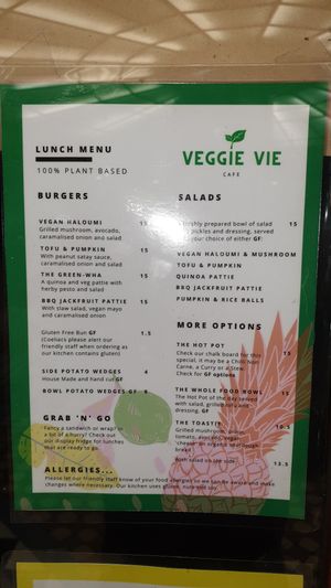 lunch menu at Veggie Vie in Adelaide