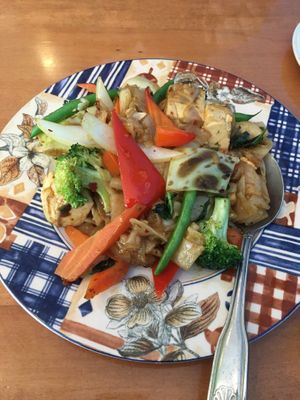 Vegan Drunken Noodles with Tofu  at Ruk Mae in Stoughton