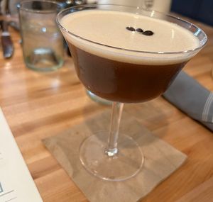 Wake Up Call 2.0 (espresso vodka, oat milk, iced coffee, maple)  at The Farmer's Daughter in North Easton