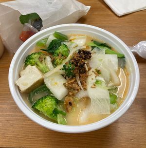 Vegan "Coconut Veggie Tofu NOODLE SOUP".  at Wei's Noodle House in Ottawa