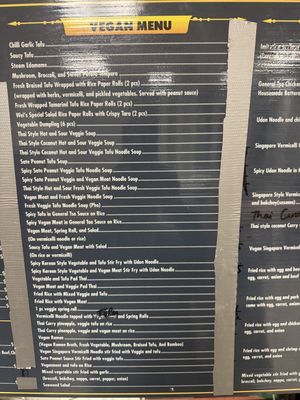 Clearly marked vegan menu - no prices thoughh  at Wei's Noodle House in Ottawa