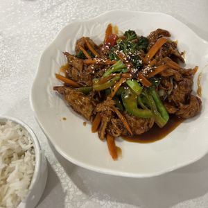 V16. Spicy General Tao Vegan Chicken On Rice  at Wei's Noodle House in Ottawa