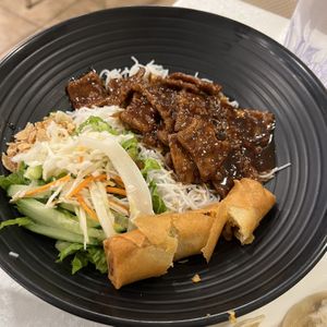 V24. Vermicelli Vegan Meat And Spring Roll With Salad   at Wei's Noodle House in Ottawa
