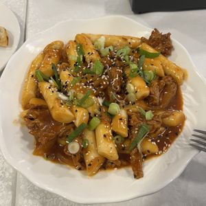Vegan Tteok-Bokki with Chicken  at Wei's Noodle House in Ottawa