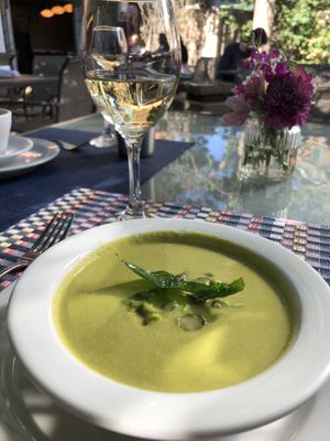 Asparagus soup  at Paper Dosa in Santa Fe