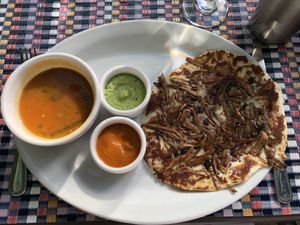 Mushroom Uttapam  at Paper Dosa in Santa Fe