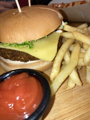 Vegan cheeseburger  at Kiwi Vegan Cafe in Tbilisi